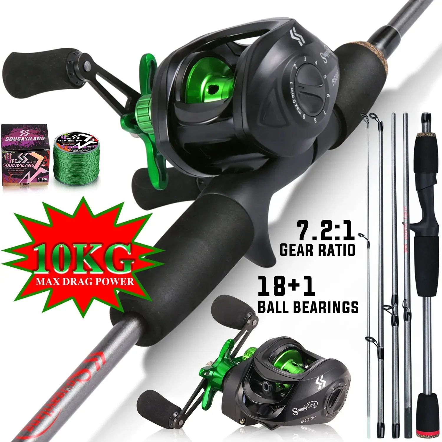 Fishing Rod Combo - Sougayilang tongkat pancing Kombo 1.7m, serat