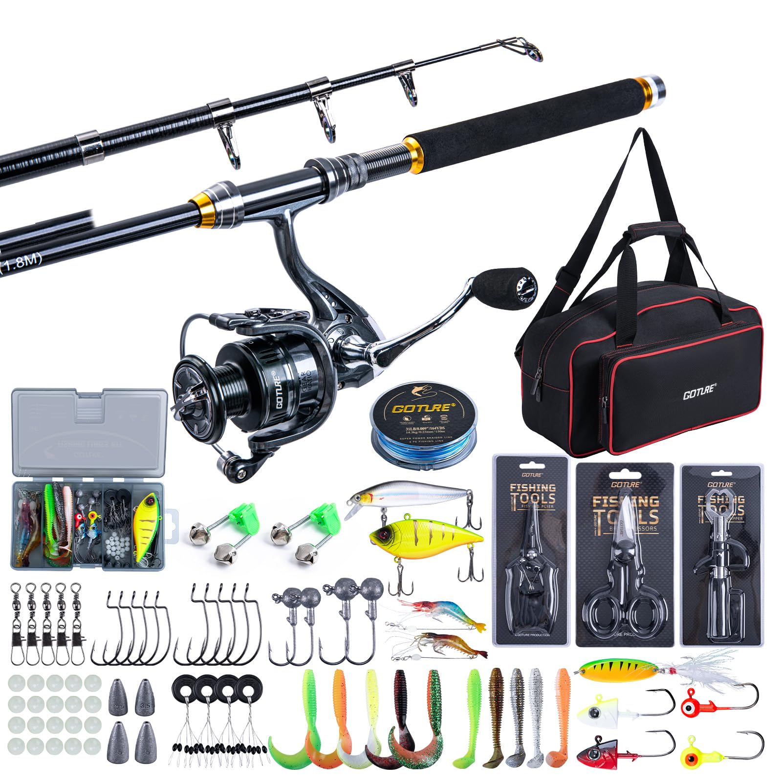 Fishing Rod Combo - Set Pancing Teleskopik Goture dengan Reel,