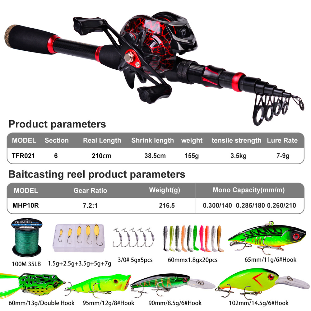 Kombo Joran dan Reel Baitcasti - Fishing Rod Carbon Fiber ulasan dan harga